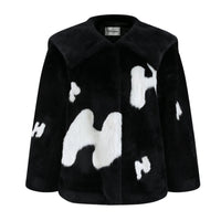 HERLIAN Black Letter Logo Fur Jacket | MADA IN CHINA