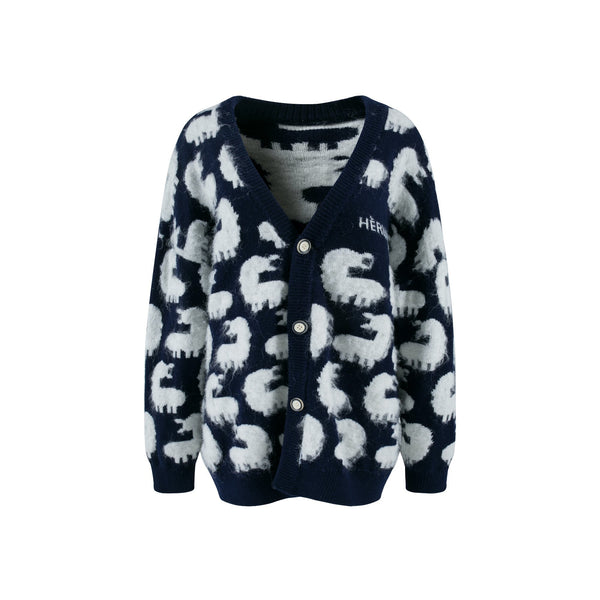 HERLIAN Blue Alpaca Mohair Cardigan | MADA IN CHINA