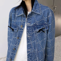 HERLIAN 'Dans La Fleur' Allover Logo Denim Jacket | MADA IN CHINA