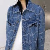 HERLIAN 'Dans La Fleur' Allover Logo Denim Jacket | MADA IN CHINA
