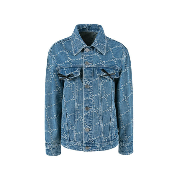 HERLIAN 'Dans La Fleur' Allover Logo Denim Jacket | MADA IN CHINA