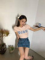 HERLIAN 'Dans La Fleur' Allover Logo Denim Skirts | MADA IN CHINA