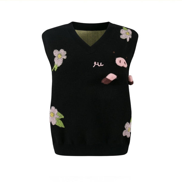 HERLIAN Flower Piggy Jacquard Vest | MADA IN CHINA