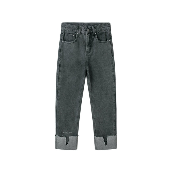 HERLIAN Grey Turned-Up Jeans | MADA IN CHINA