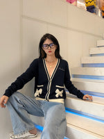 HERLIAN Navy Blue Bowknot Cardigan | MADA IN CHINA