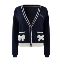 HERLIAN Navy Blue Bowknot Cardigan | MADA IN CHINA