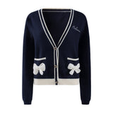 HERLIAN Navy Blue Bowknot Cardigan | MADA IN CHINA
