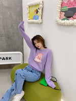 HERLIAN Purple Little Monster Sweatshirt | MADA IN CHINA