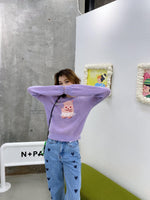 HERLIAN Purple Little Monster Sweatshirt | MADA IN CHINA