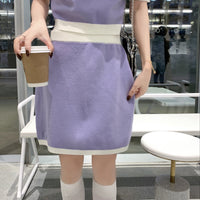 HERLIAN Purple Signature Logo Knitted Skirts | MADA IN CHINA