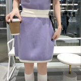 HERLIAN Purple Signature Logo Knitted Skirts | MADA IN CHINA