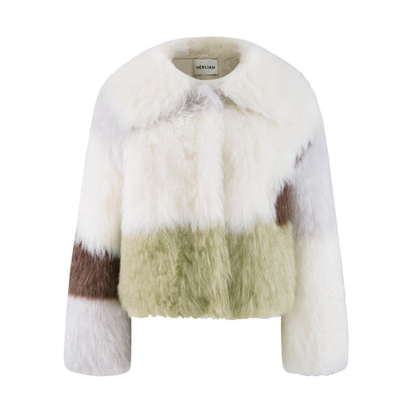 HERLIAN White Colorblock Fur Jacket | MADA IN CHINA