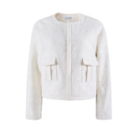 HERLIAN White Crewneck Jacquard Jacket | MADA IN CHINA