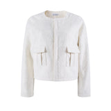 HERLIAN White Crewneck Jacquard Jacket | MADA IN CHINA