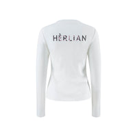 HERLIAN White Gradient Logo Long Sleeve Tee | MADA IN CHINA