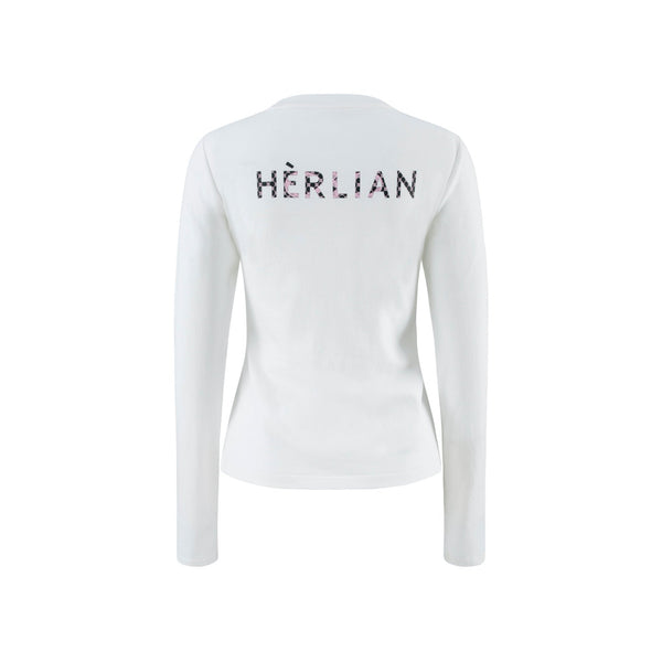 HERLIAN White Gradient Logo Long Sleeve Tee | MADA IN CHINA