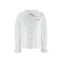 HERLIAN White Signature Logo Bubble Sleeve Shirt | MADA IN CHINA