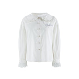 HERLIAN White Signature Logo Bubble Sleeve Shirt | MADA IN CHINA